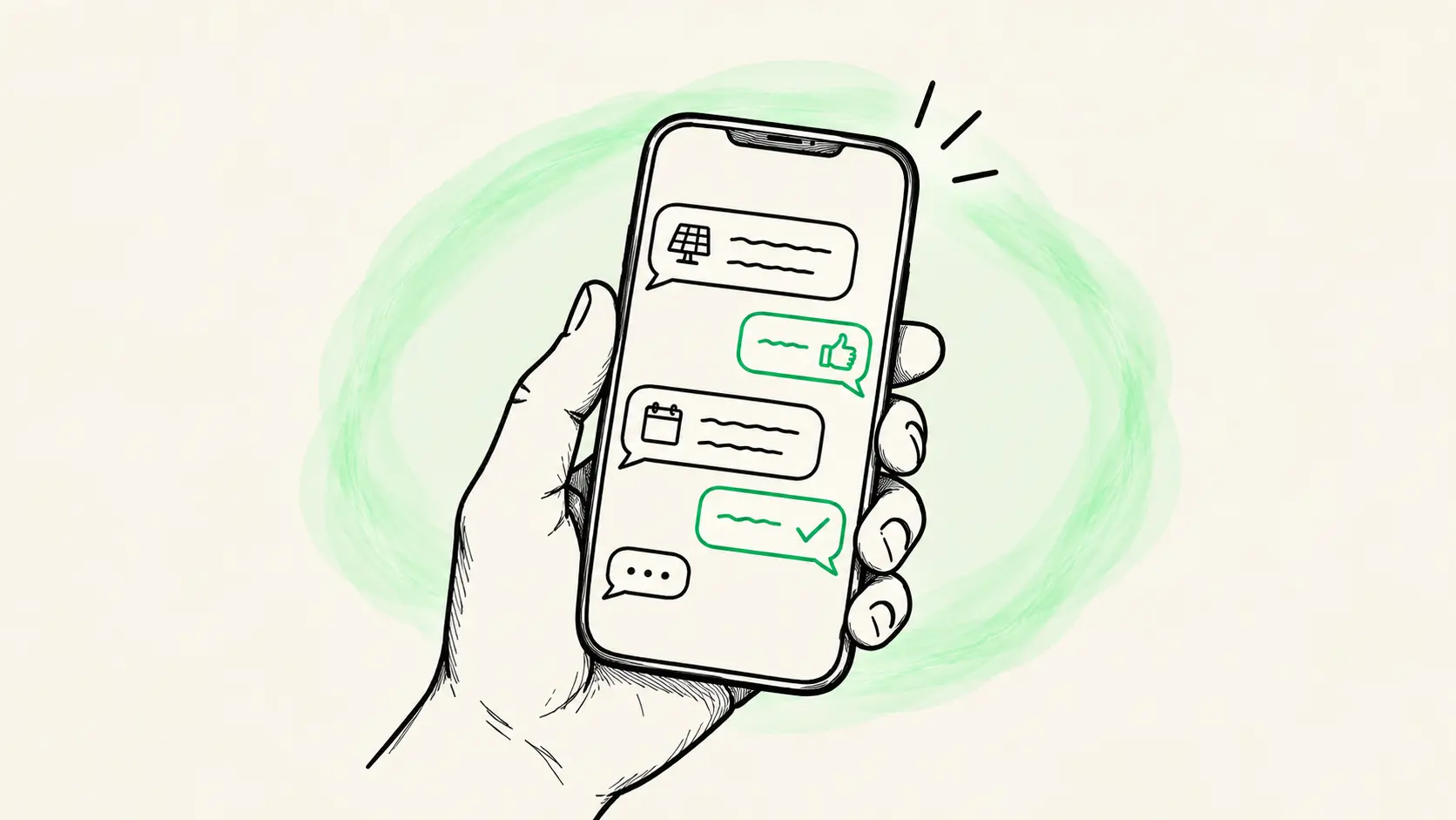 Exemple de conversation WhatsApp de réactivation d'un lead dormant ayant reçu un devis photovoltaïque, avec rappel du contexte, question ouverte et réponse positive du prospect